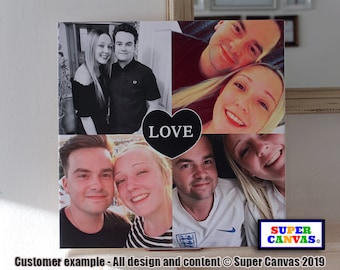 Couple Love Heart 4 Picture Photo Framed Canvas Print Personalised Handmade Husband Wife Boyfriend Girlfriend Wedding Anniversary Gift