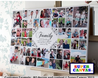 Family Quote Personalised 40 Picture Photo Collage Wall Art Framed Canvas Print Handmade Gift for Grandparents Wife Best Friend Mum Dad Gift