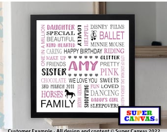 Name Word Art Typography Personalised Custom Framed Print Handmade Gift for Best Friend Mum Sister Graduation Thank You New Job Gift for her