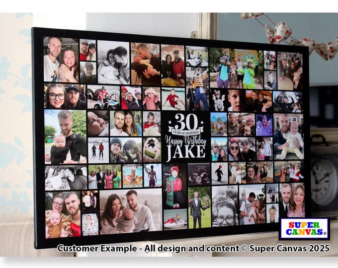 Happy Birthday Any Age Wife Husband Friend Son Daughter Personalised Picture Photo Birthday Party Display Board Framed Canvas Print Gift