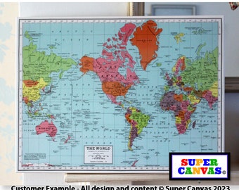 Map of the World Framed Map Office Lounge Bedroom Picture Map Wall Art Framed Canvas Print Dad Grandad Husband Son Birthday Fathers Day Gift