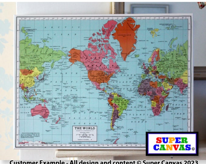 Map of the World Framed Map Office Lounge Bedroom Picture Map Wall Art Framed Canvas Print Dad Grandad Husband Son Birthday Fathers Day Gift
