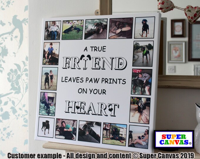 Dog Puppy Custom Family Pet Dog Portrait Multi Picture Photo Frame Collage Wall Art Framed Canvas Print Handmade Pet Dog Memorial Gift