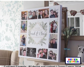 Wedding Guest Welcome Sign Board Personalised Custom Rustic Handmade Couple Portrait Picture Photo Display Framed Canvas Photo Print Gift