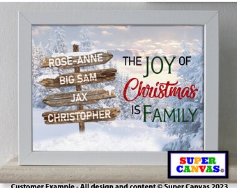 Christmas Family Street Sign Post Personalised Custom Picture Wall Art Framed A4 A3 Family Print Mum Dad Wife Husband Friend Christmas Gift