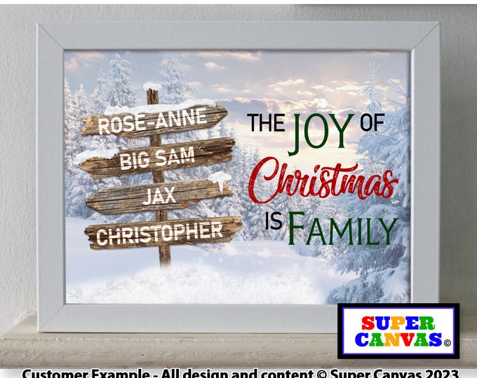 Handmade Family Street Sign Post Personalised Custom Christmas Picture Wall Art Framed A4 A3 Print Mum Dad Wife Husband Friend Gift