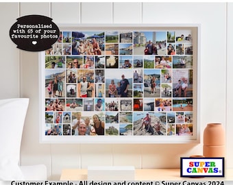 Customised 65 Picture Wedding Day Family Holiday Travel Memories Wall Art Photo Collage Display A1 Poster Print Anniversary Birthday Gift