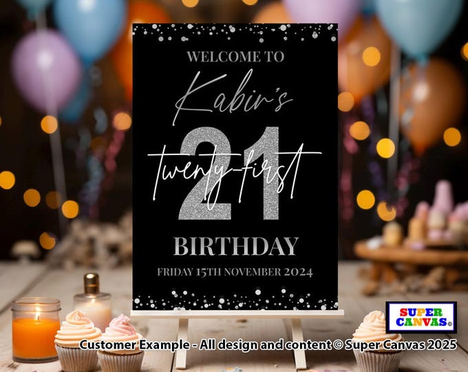 Happy Birthday Personalised Custom Happy Birthday Any Age Birthday Party Welcome Sign Banner Easel Display XL Large A1 Poster Print Gift