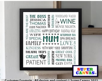 Name Word Art Personalised Custom Framed Print Handmade Gift for Best Friend Mum Sister Nana Mother-in-law Mothers Day Birthday Gift for her