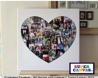 Heart Shape Picture Photo Collage Wedding Family Baby Travel Holiday Photo Display Board Hanging Wall Art Framed Canvas Print Unique Gift