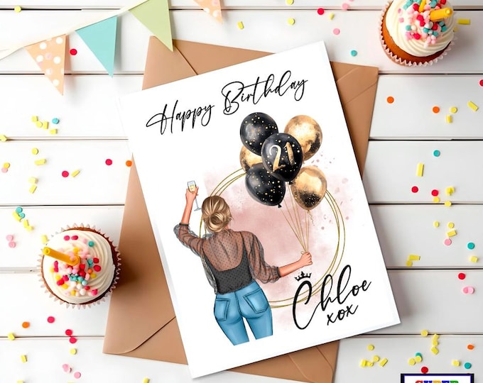 Handmade Happy 21st Birthday Personalised Custom Greeting Card Daughter Girlfriend Mum Best Friend Sister Granddaughter 21st Birthday Card