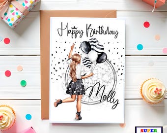Handmade Happy Birthday Any Age Personalised Greeting Card for Teen Girl Daughter Wife Mum Best Friend Sister Granddaughter Birthday Card