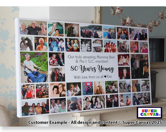 Custom Happy Birthday Any Age Mum Dad Husband Wife Brother Sister Friend Son Daughter Picture Photo Board Collage Framed Canvas Print Gift