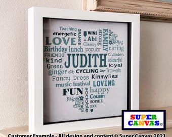 Heart Word Art Custom Typography Personalised Handmade Framed Print Friend Sister Mum Daughter Graduation New Job Graduation Birthday Gift