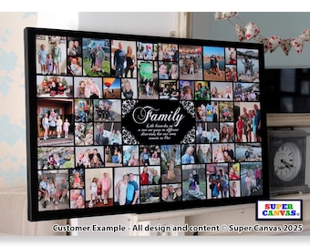 Family Quote Personalised 56 Picture Photo Collage Wall Art Framed Canvas Print Handmade Gift for Grandparents Wife Best Friend Mum Dad Gift