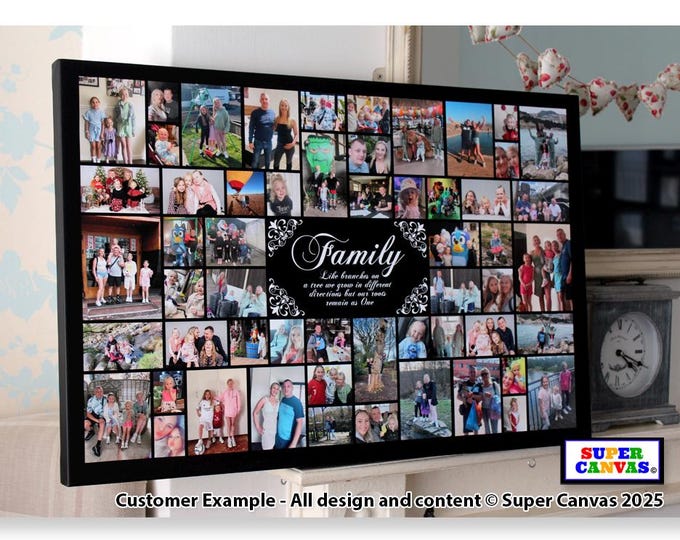 Family Quote Personalised 56 Picture Photo Collage Wall Art Framed Canvas Print Handmade Gift for Grandparents Wife Best Friend Mum Dad Gift