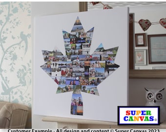 Canada Toronto Montreal Maple Leaf Map Family Holiday Wedding World Travel Personalised Shape Photo Collage Framed Canvas Print Unique Gift
