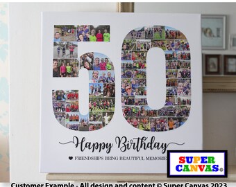 Happy 50th Birthday Mum Dad Wife Husband Son Daughter Friend Personalised 50th Birthday Photo Collage Party Board Framed Canvas Print Gift