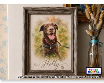 Custom Watercolour Dog Pet Personalised Dog Painting Portrait Print from Photo Memorial Artwork Framed Print Unique Handmade Pet Lover Gift