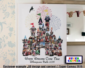 Disneyland Paris Florida Castle Shape Personalised Custom Photo Picture Collage Framed Print & Canvas Print Options Birthday Gift Present