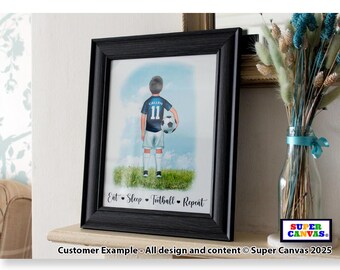 Football Son Grandson Brother Nephew Friend Boy Handmade Personalised Custom Footballer Bedroom Wall Art Framed A4 Print Birthday Card Gift