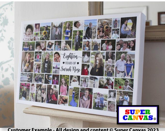 Happy 18th Birthday Personalised Picture Photo Party Display Board Framed Canvas Print Daughter Son Sister Brother Friend 18th Birthday Gift
