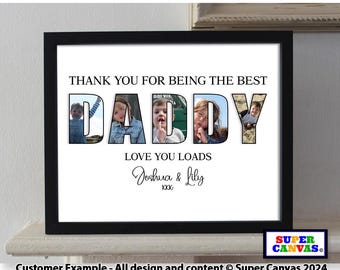 Dad Daddy Son Grandad Brother Husband Friend Uncle Personalised Custom Family Photo Word Art Picture Framed Print Birthday Gift for him