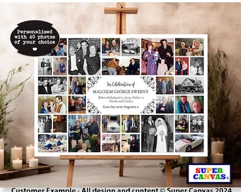 Celebration of Life Mum Dad Daughter Sister Brother Son Wife Husband Memorial Funeral 40 Picture Photo Collage Display A1 Poster Print