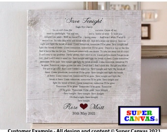 Love Heart Song Lyrics Custom Love Song Music Lyrics Handmade Wall Art Framed Canvas Print Boyfriend Girlfriend Husband Couple Wife Gift