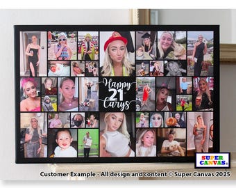 Happy 21st Birthday Sister Brother Son Daughter Friend Personalised 21st Birthday Photo Party Display Board Frame Collage Canvas Print Gift