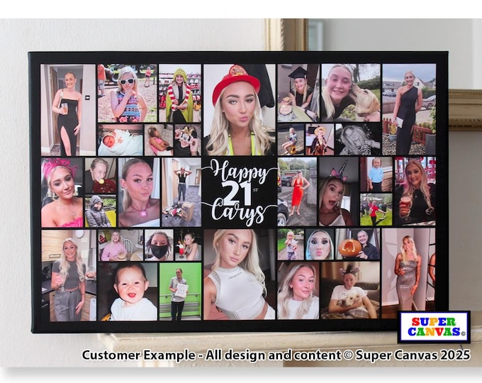 Happy 21st Birthday Sister Brother Son Daughter Friend Personalised 21st Birthday Photo Party Display Board Frame Collage Canvas Print Gift