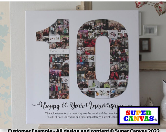 10th Birthday 10 Year Tin Wedding Anniversary Framed Picture Photo Board Collage Framed Canvas Print Son Daughter Husband Wife Mum Dad Gift
