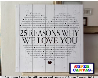 25 Reasons Why We Love You Wall Art Personalised Custom Framed Canvas Print Handmade Mum Nana Daughter Wife Sister Friend Birthday Gift