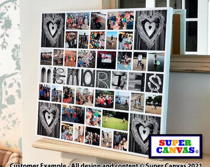 Family Memories Personalised 32 Photo Picture Collage Wall Art Framed Canvas Family Photo Print Dad Mum Wife Husband Friend Unique Gift