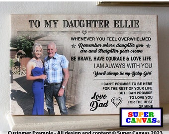 To My Daughter Word Art with Custom Photo Framed Canvas Photo Print Unique Personalised Handmade Daughter Graduation New Job Birthday Gift