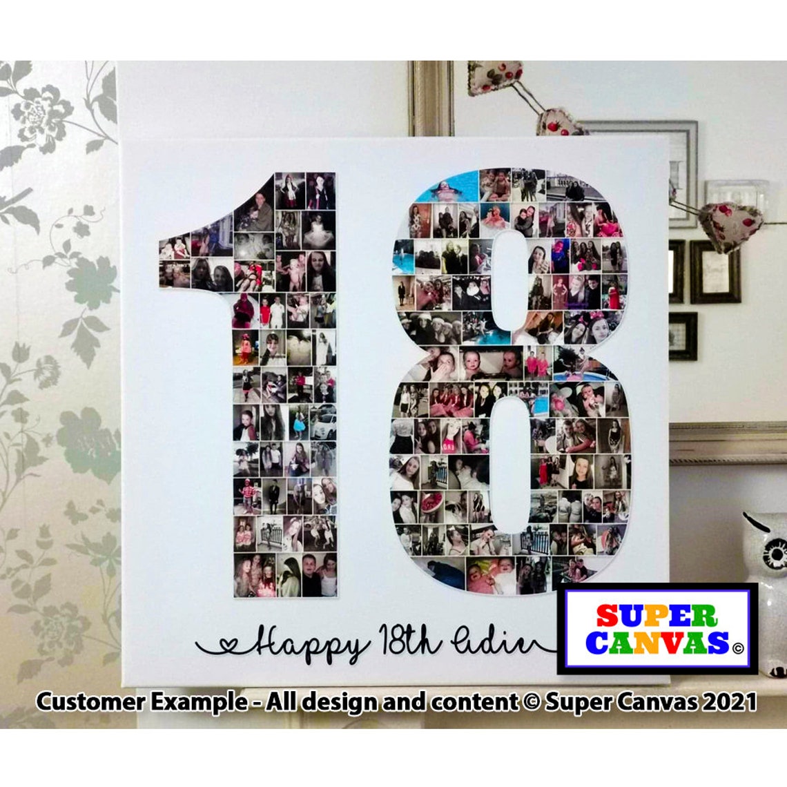 Personalised 18th Birthday Bespoke Shape Photo Collage Framed | Etsy