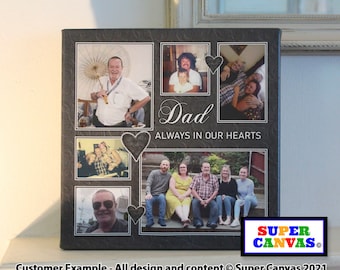 Memorial 6 Picture Photo Collage Board Framed Canvas Photo Print Dad Mum Son Daughter Grandad Nana Wife Husband Memorial With Sympathy Gift