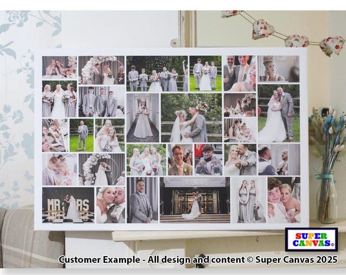 Custom 29 Picture Multi Photo Collage Board Baby Pet Family Holiday Grandchildren Birthday Wedding Wall Art Framed Canvas Photo Print Gift