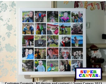 Custom 25 Photo Picture Family Holiday Wedding Wall Art Photo Display Board Picture Collage Framed Canvas Photo Print Birthday Unique Gift