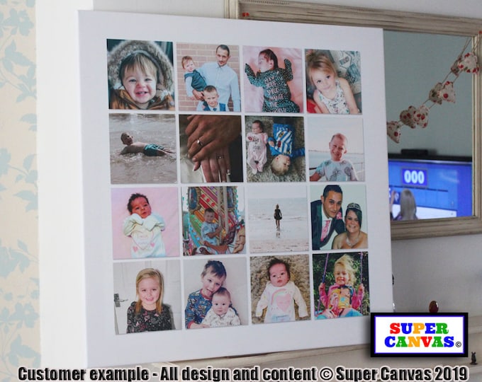 Custom 16 Picture Family Baby Holiday Wedding Pet Travel Birthday Photo Collage Frame Display Board Wall Art Framed Canvas Photo Print Gift
