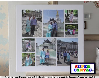 Custom 8 Photo Picture Family Holiday Wedding Anniversary Birthday New Baby Pet Wall Art Photo Collage Board Framed Canvas Photo Print Gift