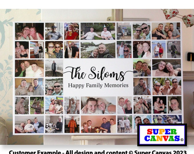 Family Memories Quote Personalised 40 Picture Photo Collage Family Wall Art Framed Canvas Print Handmade Wife Husband Friend Birthday Gift