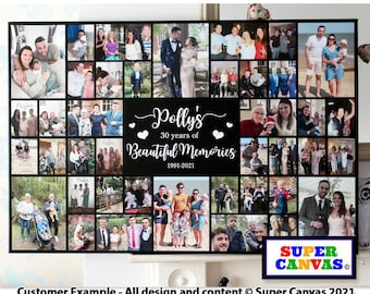 30th Birthday Wife Husband Son Daughter Friend Custom Personalised 30th Birthday Picture Photo Party Board Collage Framed Canvas Print Gift