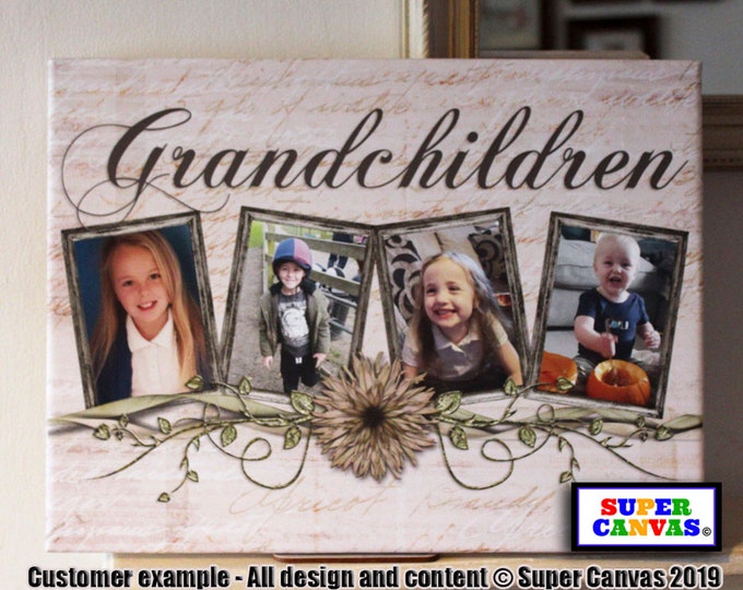 Grandchildren Custom Family Portrait Picture Frame Photo Framed Photo Canvas Print Grandparent Grandad Nana Grandma Grandpa Birthday Gift