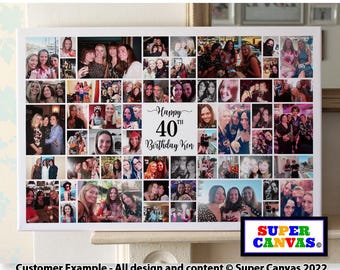 40th Birthday Personalised Husband Wife Son Daughter Best Friend Handmade Custom 40th Gift 56 Photo Party Display Board Framed Canvas Print