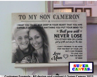 To My Son Personalised Son Photo Picture Wall Art Framed Canvas Photo Print Handmade Son Birthday Graduation Card Gift from Mum and Dad