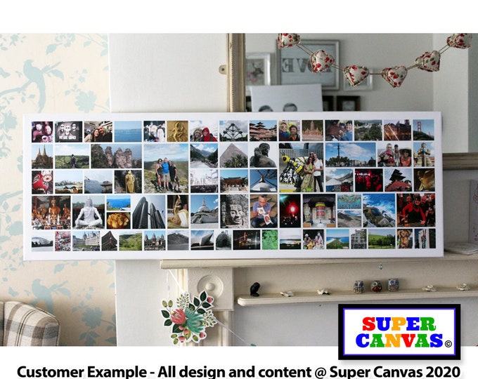 Custom 70 Photo Family Holiday Travel Wedding Photo Wall Art Photo Display Board Picture Collage Framed Canvas Photo Print Birthday Gift