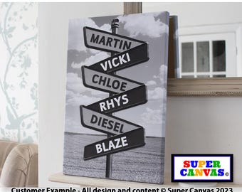 Personalised Family Sign Post Canvas Print Custom Names Forest Picture Framed Wall Decor Family Street Sign Christmas Present Gift for him