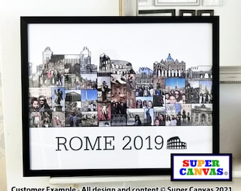 Rome Italy Skyline Map Photo Picture Collage Framed Canvas & Print Options Family Holiday Travel Souvenir Wedding Anniversary Birthday Gift