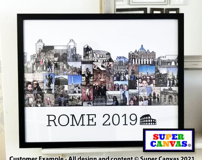 Rome Italy Skyline Map Photo Picture Collage Framed Canvas & Print Options Family Holiday Travel Souvenir Wedding Anniversary Birthday Gift